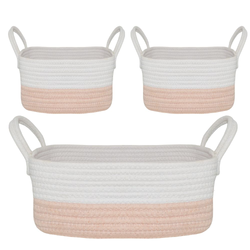 Cotton Rope 3pc Storage Set - Blush/White